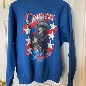 Tultex Blue Crewneck Sweater with Country Graphic